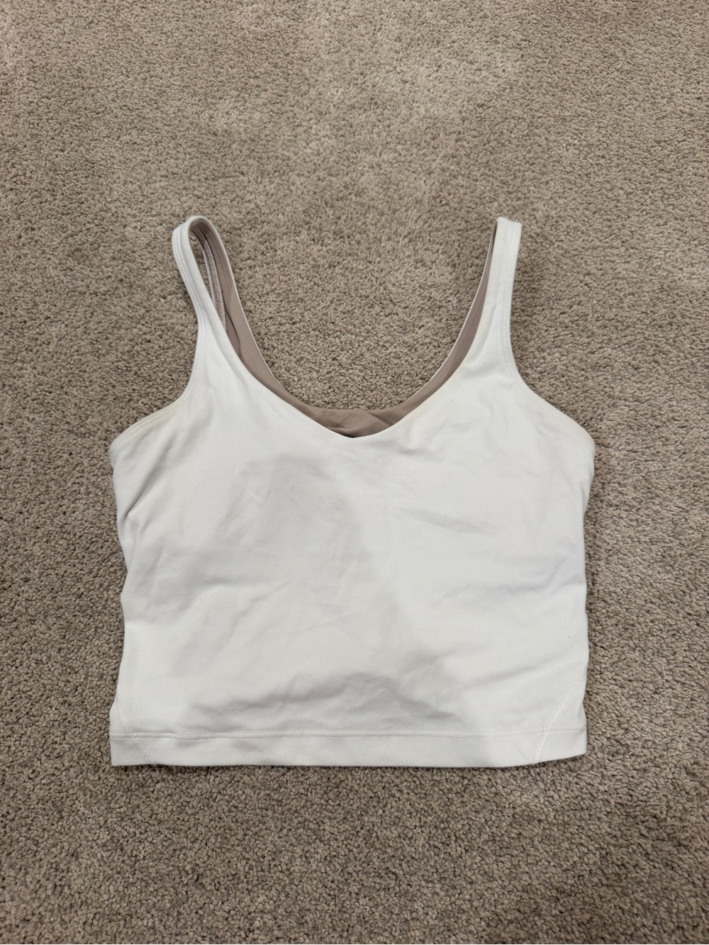 lululemon athletica White Scoop Neck Tank with Beige Lining